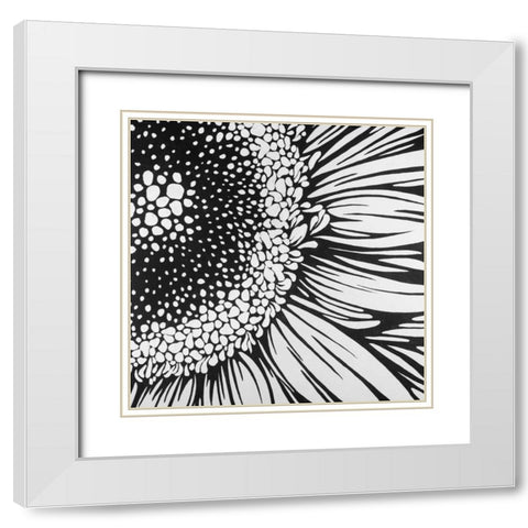 Gerbera Flower Outline Style White Modern Wood Framed Art Print with Double Matting by Atelier B Art Studio