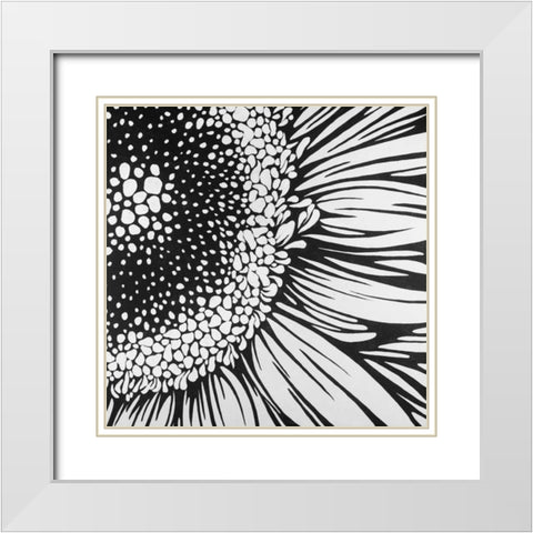 Gerbera Flower Outline Style White Modern Wood Framed Art Print with Double Matting by Atelier B Art Studio
