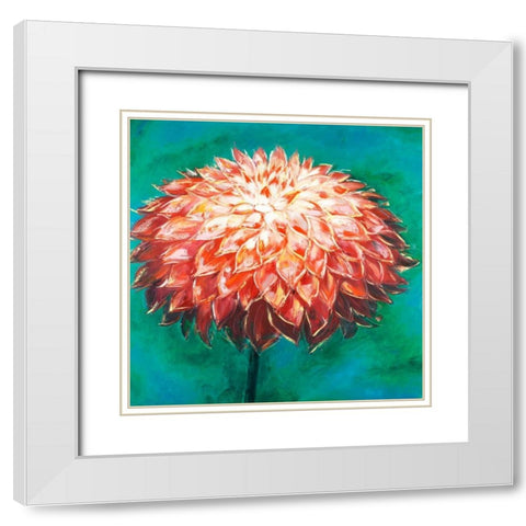 Abstract Dahlia Flower White Modern Wood Framed Art Print with Double Matting by Atelier B Art Studio