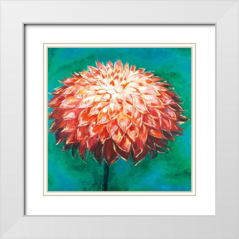 Abstract Dahlia Flower White Modern Wood Framed Art Print with Double Matting by Atelier B Art Studio