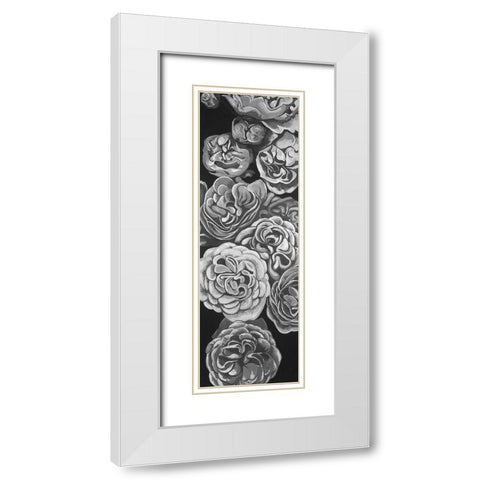 Grayscale Dahlias White Modern Wood Framed Art Print with Double Matting by Atelier B Art Studio