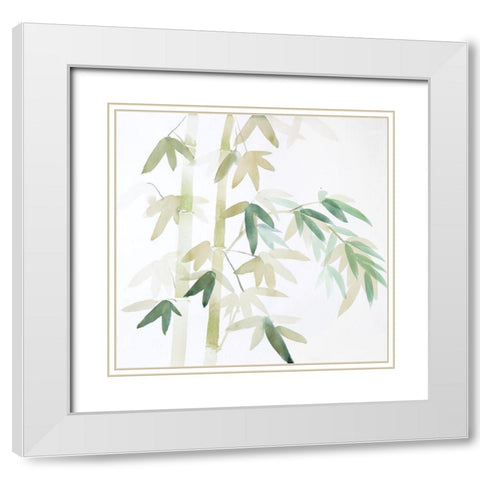 WATERCOLOR BAMBOO LEAVES AND BRANCHES White Modern Wood Framed Art Print with Double Matting by Atelier B Art Studio