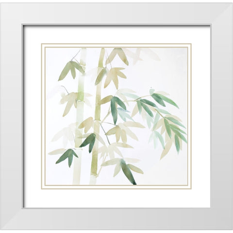WATERCOLOR BAMBOO LEAVES AND BRANCHES White Modern Wood Framed Art Print with Double Matting by Atelier B Art Studio