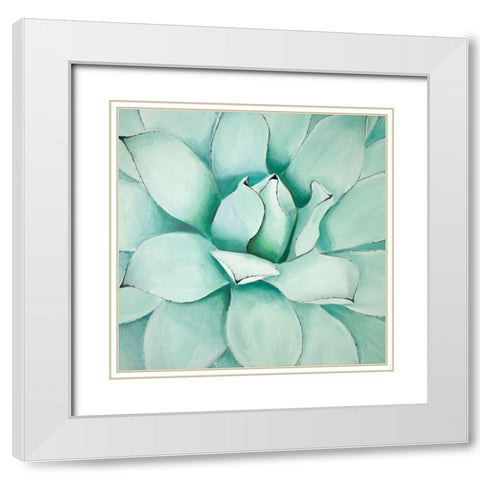 SUCCULENT CLOSEUP White Modern Wood Framed Art Print with Double Matting by Atelier B Art Studio