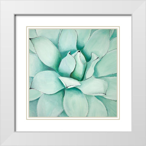 SUCCULENT CLOSEUP White Modern Wood Framed Art Print with Double Matting by Atelier B Art Studio