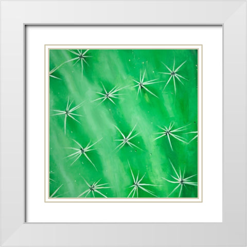 CACTUS CLOSEUP White Modern Wood Framed Art Print with Double Matting by Atelier B Art Studio