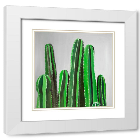 CACTUS CANDLES White Modern Wood Framed Art Print with Double Matting by Atelier B Art Studio