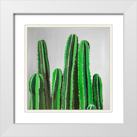 CACTUS CANDLES White Modern Wood Framed Art Print with Double Matting by Atelier B Art Studio