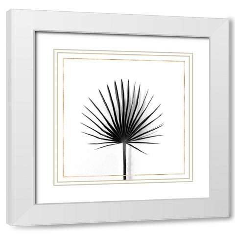 CABBAGE PALM LEAF WITH GOLD LINES White Modern Wood Framed Art Print with Double Matting by Atelier B Art Studio