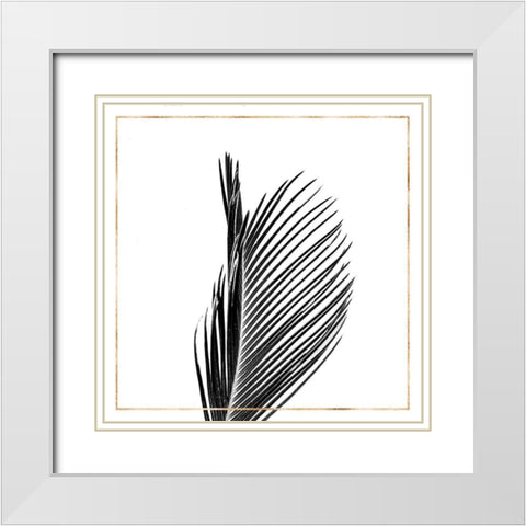 ARECA PALM WITH GOLD LINE White Modern Wood Framed Art Print with Double Matting by Atelier B Art Studio
