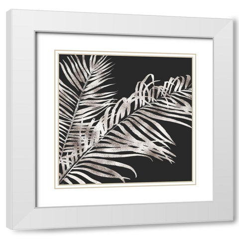 TROPICAL GOLD LEAVES White Modern Wood Framed Art Print with Double Matting by Atelier B Art Studio