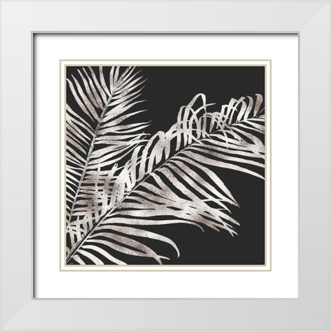 TROPICAL GOLD LEAVES White Modern Wood Framed Art Print with Double Matting by Atelier B Art Studio