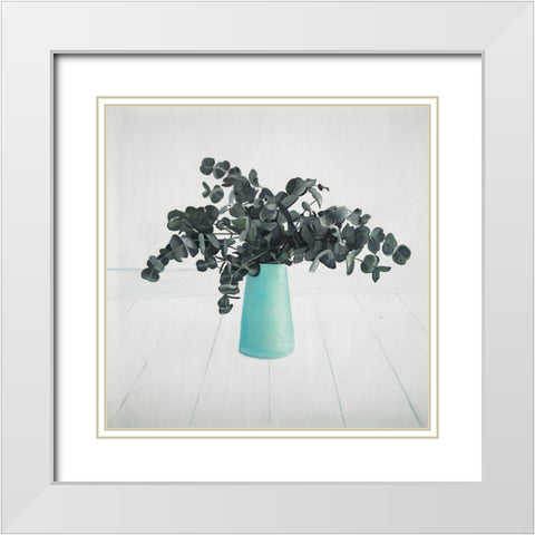 BOUQUET OF EUCALYPTUS White Modern Wood Framed Art Print with Double Matting by Atelier B Art Studio