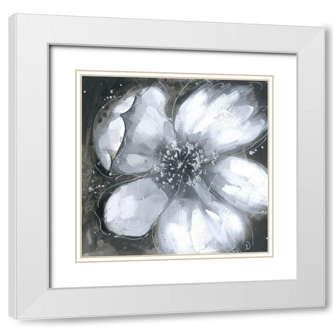 Abstract white orchid White Modern Wood Framed Art Print with Double Matting by Atelier B Art Studio