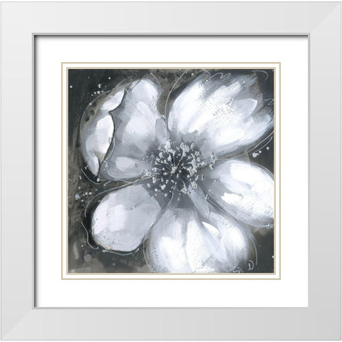 Abstract white orchid White Modern Wood Framed Art Print with Double Matting by Atelier B Art Studio
