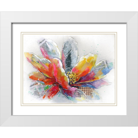ABSTRACT FLOWER WITH TEXTURE White Modern Wood Framed Art Print with Double Matting by Atelier B Art Studio