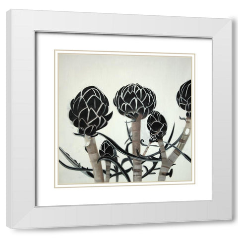 ARTICHOKE White Modern Wood Framed Art Print with Double Matting by Atelier B Art Studio