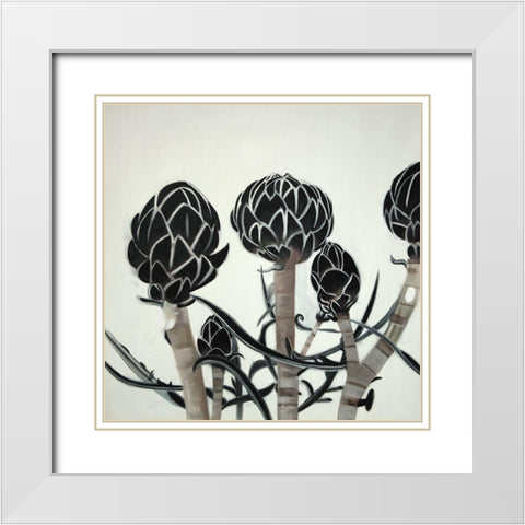 ARTICHOKE White Modern Wood Framed Art Print with Double Matting by Atelier B Art Studio
