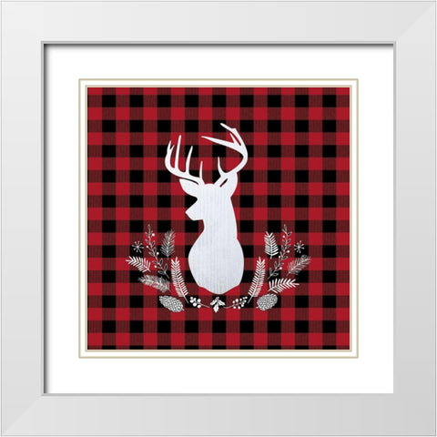DEER PLAID White Modern Wood Framed Art Print with Double Matting by Atelier B Art Studio