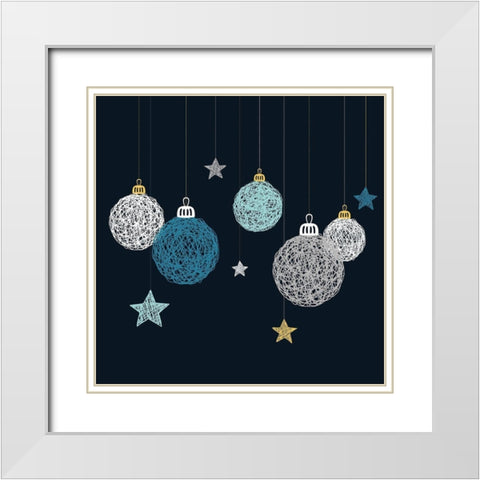 CHRISTMAS BALL VECTOR White Modern Wood Framed Art Print with Double Matting by Atelier B Art Studio
