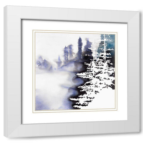 SILHOUETTE OF A FOREST White Modern Wood Framed Art Print with Double Matting by Atelier B Art Studio