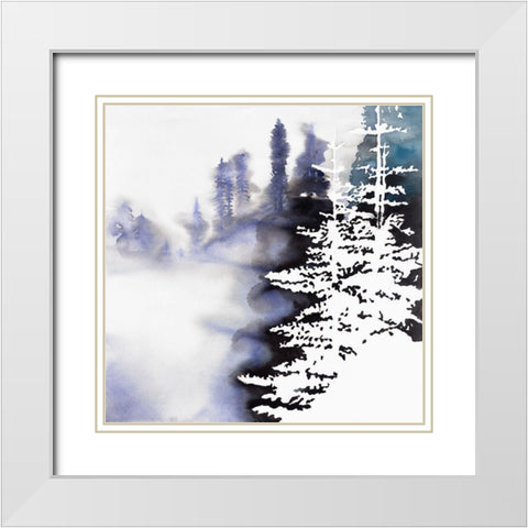 SILHOUETTE OF A FOREST White Modern Wood Framed Art Print with Double Matting by Atelier B Art Studio