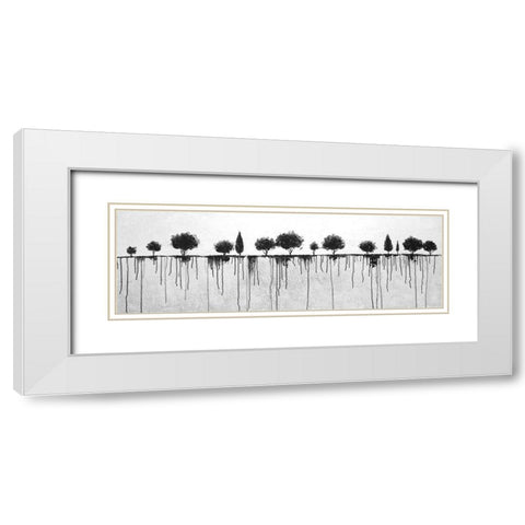 INK BLEEDING TREES White Modern Wood Framed Art Print with Double Matting by Atelier B Art Studio