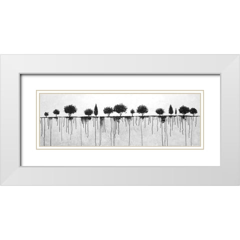 INK BLEEDING TREES White Modern Wood Framed Art Print with Double Matting by Atelier B Art Studio