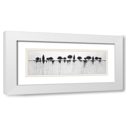 ABSTRACT BLACK TREES White Modern Wood Framed Art Print with Double Matting by Atelier B Art Studio
