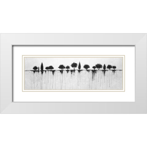 ABSTRACT BLACK TREES White Modern Wood Framed Art Print with Double Matting by Atelier B Art Studio