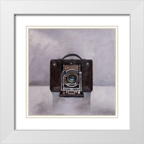 OLD CAMERA White Modern Wood Framed Art Print with Double Matting by Atelier B Art Studio