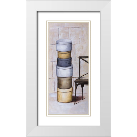 OLD HAT BOXES White Modern Wood Framed Art Print with Double Matting by Atelier B Art Studio