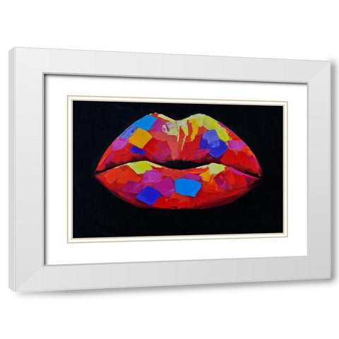 COLORFUL LIPSTICK White Modern Wood Framed Art Print with Double Matting by Atelier B Art Studio
