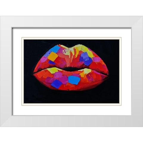 COLORFUL LIPSTICK White Modern Wood Framed Art Print with Double Matting by Atelier B Art Studio