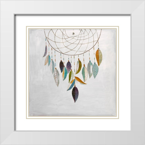 DREAMCATCHER WITH FEATHERS White Modern Wood Framed Art Print with Double Matting by Atelier B Art Studio