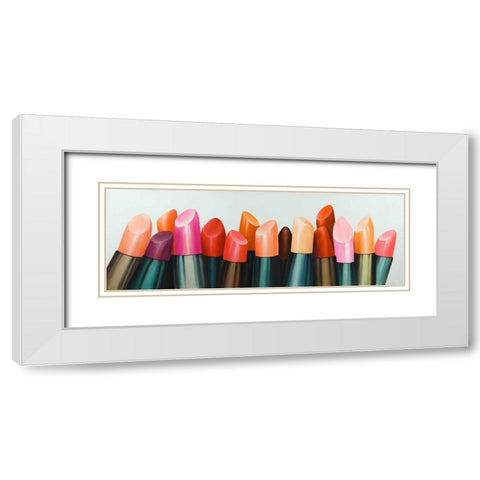 Lipstick Addict for Woman White Modern Wood Framed Art Print with Double Matting by Atelier B Art Studio