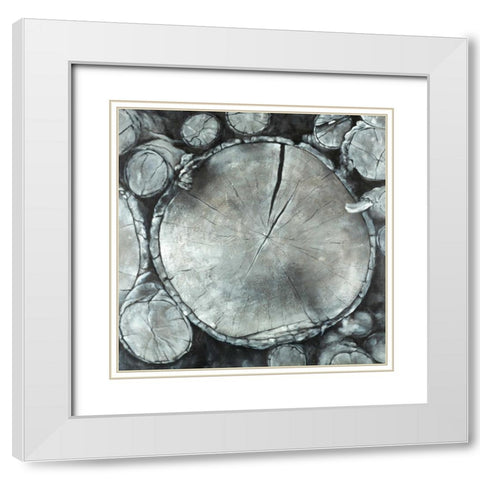 Stacked Wood Logs White Modern Wood Framed Art Print with Double Matting by Atelier B Art Studio