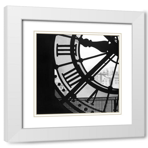 Clock at the Orsay Museum White Modern Wood Framed Art Print with Double Matting by Atelier B Art Studio