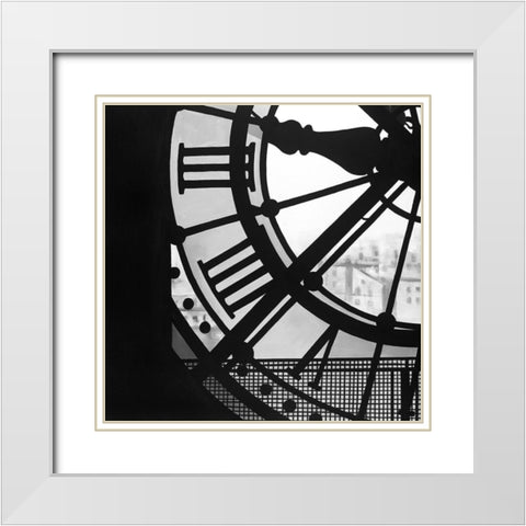 Clock at the Orsay Museum White Modern Wood Framed Art Print with Double Matting by Atelier B Art Studio
