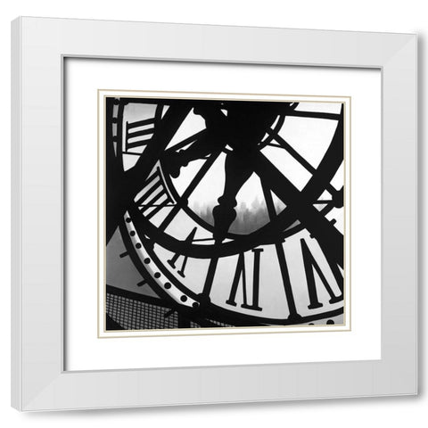 Giant Clock in Orsay Museum White Modern Wood Framed Art Print with Double Matting by Atelier B Art Studio