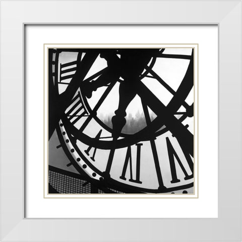 Giant Clock in Orsay Museum White Modern Wood Framed Art Print with Double Matting by Atelier B Art Studio