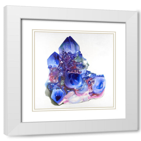 Blue and Purple Quartz Cristal White Modern Wood Framed Art Print with Double Matting by Atelier B Art Studio