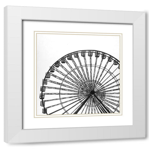 Monochrome Ferris Wheel White Modern Wood Framed Art Print with Double Matting by Atelier B Art Studio