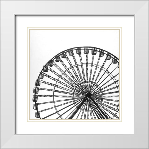 Monochrome Ferris Wheel White Modern Wood Framed Art Print with Double Matting by Atelier B Art Studio