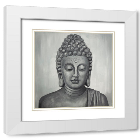 SPIRITUAL BUDDHA White Modern Wood Framed Art Print with Double Matting by Atelier B Art Studio