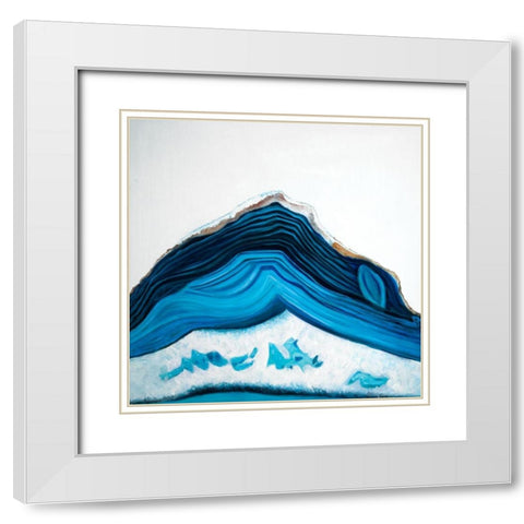 BLUE GEODE PROFILE White Modern Wood Framed Art Print with Double Matting by Atelier B Art Studio