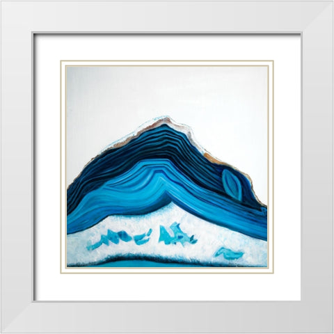 BLUE GEODE PROFILE White Modern Wood Framed Art Print with Double Matting by Atelier B Art Studio