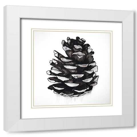 PINE CONE White Modern Wood Framed Art Print with Double Matting by Atelier B Art Studio