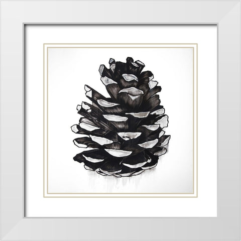 PINE CONE White Modern Wood Framed Art Print with Double Matting by Atelier B Art Studio