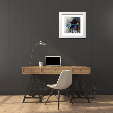 Abstract grand piano White Modern Wood Framed Art Print with Double Matting by Atelier B Art Studio